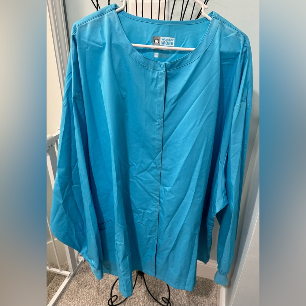 NEW Wonderwink Wonderwink 800 Snap Front Scrub Jacket 5X 5XL Light Turquoise